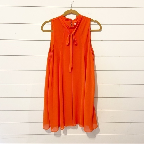 BCBGeneration | Orange Pleated High Neck Mini Dress - Picture 4 of 13